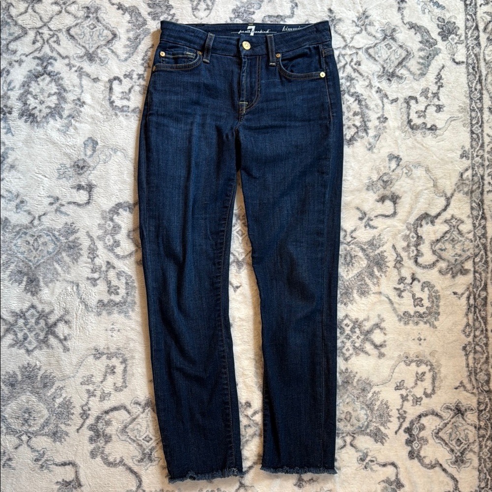 7 for All Mankind Cropped Jeans Skinny Rich Indigo Stretch Denim Kimmie Crop 23